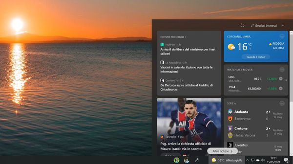 Windows 10: rimuovere "Notizie e interessi" dalla barra delle applicazioni